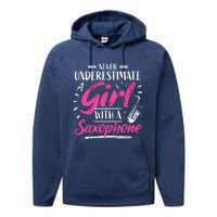 Saxophonist Saxist Sax Never Underestimate A Girl Saxophone Performance Fleece Hoodie