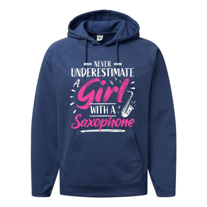 Saxophonist Saxist Sax Never Underestimate A Girl Saxophone Performance Fleece Hoodie