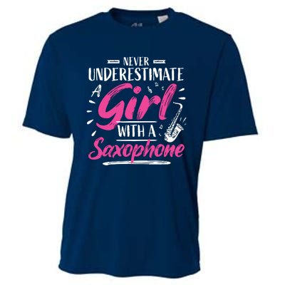 Saxophonist Saxist Sax Never Underestimate A Girl Saxophone Cooling Performance Crew T-Shirt