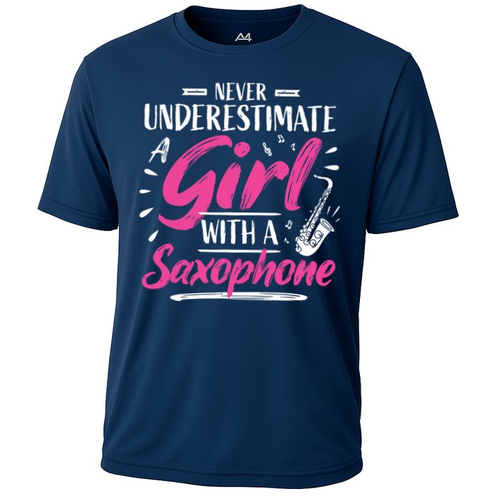 Saxophonist Saxist Sax Never Underestimate A Girl Saxophone Cooling Performance Crew T-Shirt