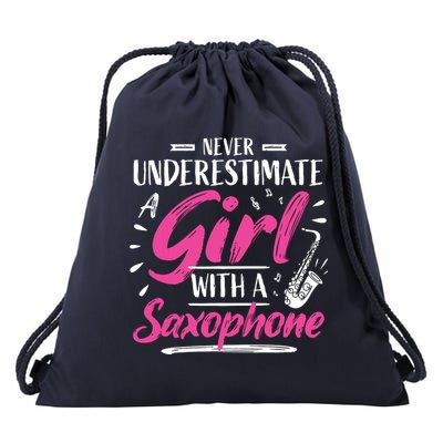 Saxophonist Saxist Sax Never Underestimate A Girl Saxophone Drawstring Bag