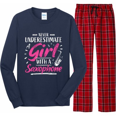 Saxophonist Saxist Sax Never Underestimate A Girl Saxophone Long Sleeve Pajama Set