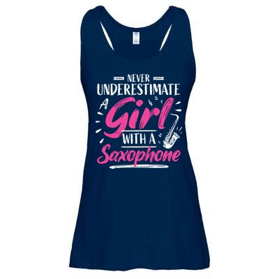 Saxophonist Saxist Sax Never Underestimate A Girl Saxophone Ladies Essential Flowy Tank