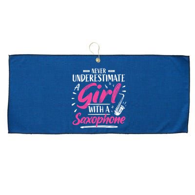 Saxophonist Saxist Sax Never Underestimate A Girl Saxophone Large Microfiber Waffle Golf Towel