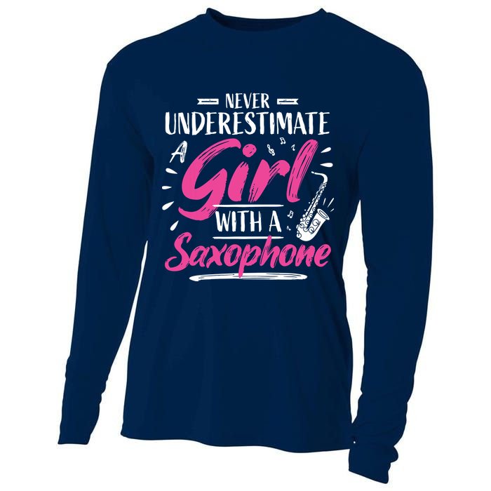 Saxophonist Saxist Sax Never Underestimate A Girl Saxophone Cooling Performance Long Sleeve Crew