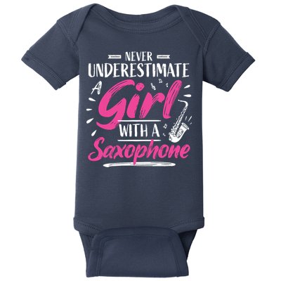 Saxophonist Saxist Sax Never Underestimate A Girl Saxophone Baby Bodysuit