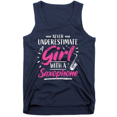 Saxophonist Saxist Sax Never Underestimate A Girl Saxophone Tank Top