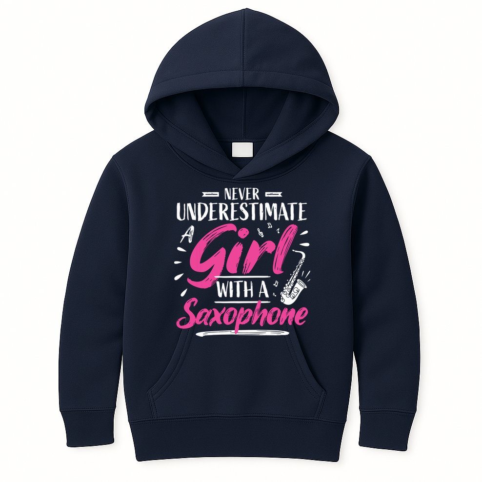 Saxophonist Saxist Sax Never Underestimate A Girl Saxophone Kids Hoodie