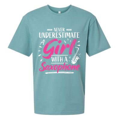 Saxophonist Saxist Sax Never Underestimate A Girl Saxophone Sueded Cloud Jersey T-Shirt