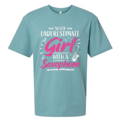 Saxophonist Saxist Sax Never Underestimate A Girl Saxophone Sueded Cloud Jersey T-Shirt