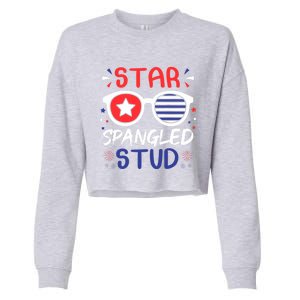 Star Spangled Stud Funny 4th Of July Patriotic Cute Gift Cropped Pullover Crew