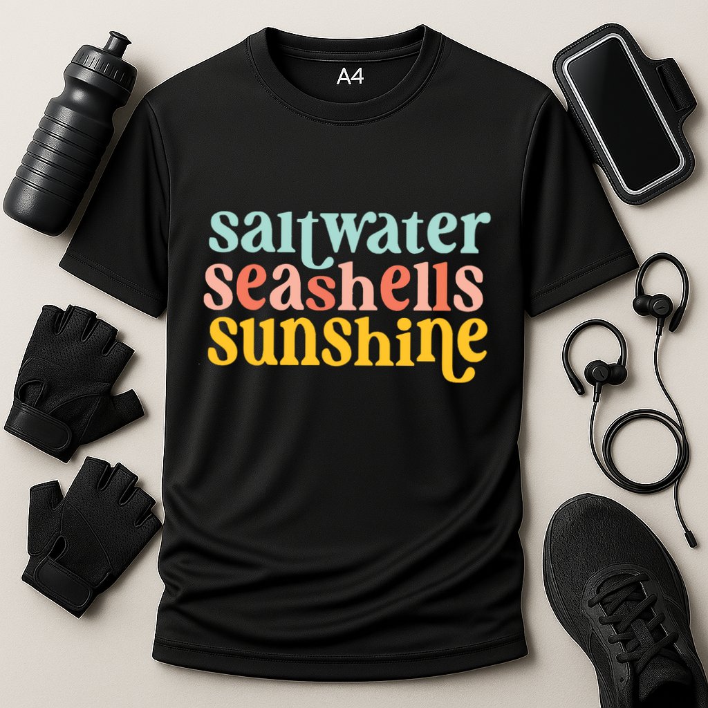 Saltwater Seashells Sunshine Summer Cooling Performance Crew T-Shirt