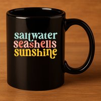 Saltwater Seashells Sunshine Summer 11oz C Handle Ceramic Mug