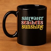 Saltwater Seashells Sunshine Summer 11oz C Handle Ceramic Mug