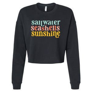 Saltwater Seashells Sunshine Summer Cropped Pullover Crew