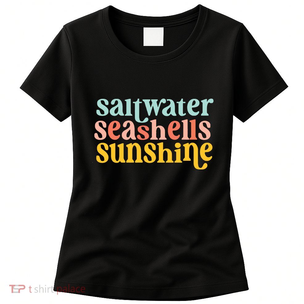 Saltwater Seashells Sunshine Summer Womens T-Shirt