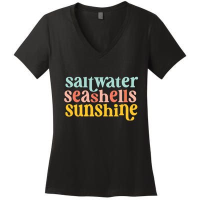 Saltwater Seashells Sunshine Summer Women's V-Neck T-Shirt