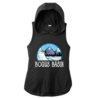 Skier Skiing Slopes Idaho Winter Mountains Bogus Basin Premium Ladies PosiCharge Tri-Blend Wicking Draft Hoodie Tank