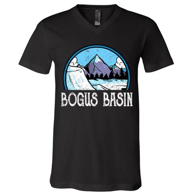 Skier Skiing Slopes Idaho Winter Mountains Bogus Basin Premium V-Neck T-Shirt