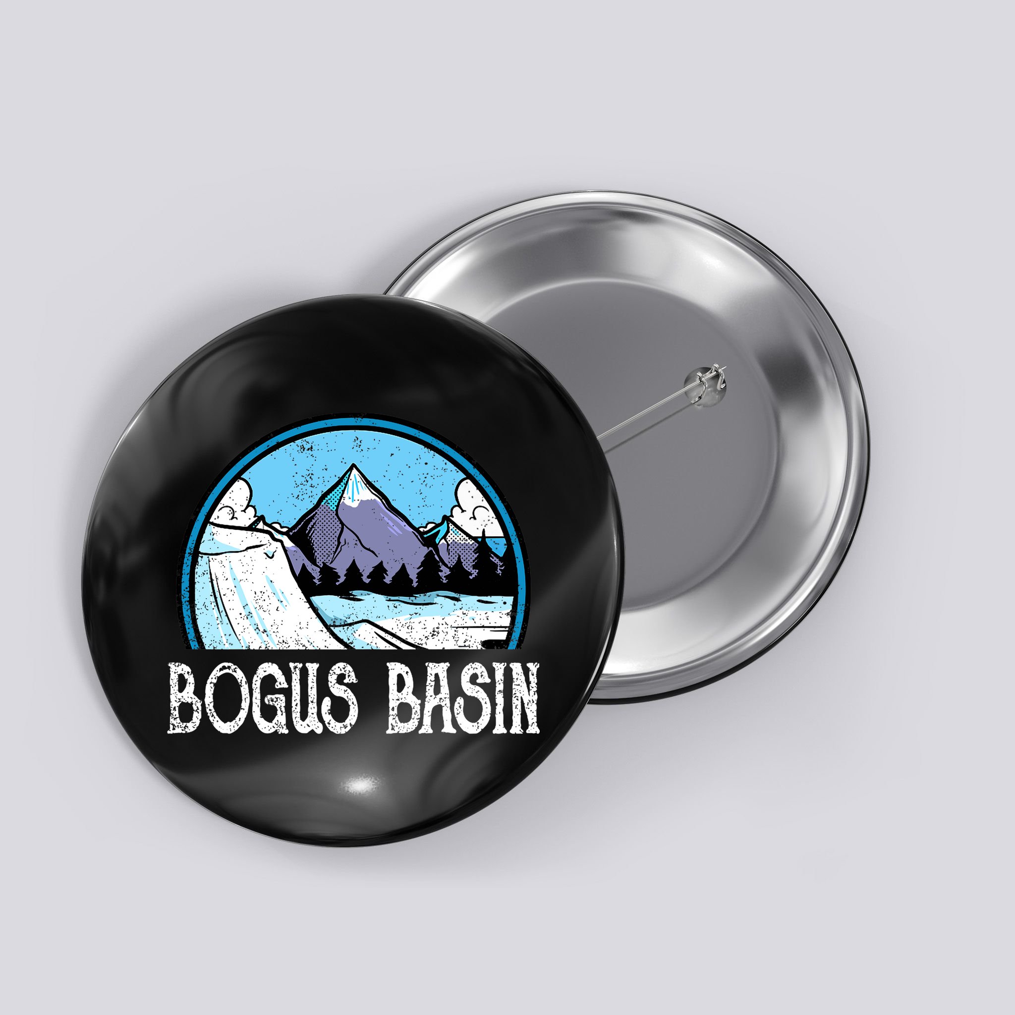 Skier Skiing Slopes Idaho Winter Mountains Bogus Basin Premium Button