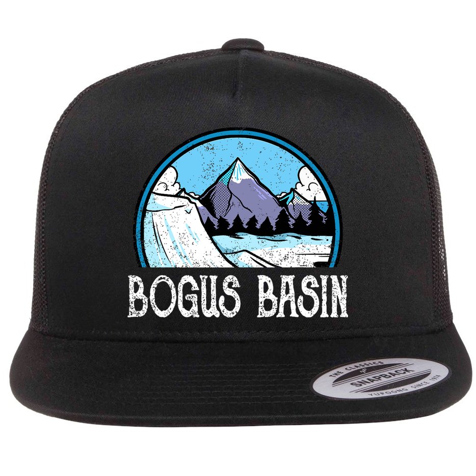 Skier Skiing Slopes Idaho Winter Mountains Bogus Basin Premium Flat Bill Trucker Hat