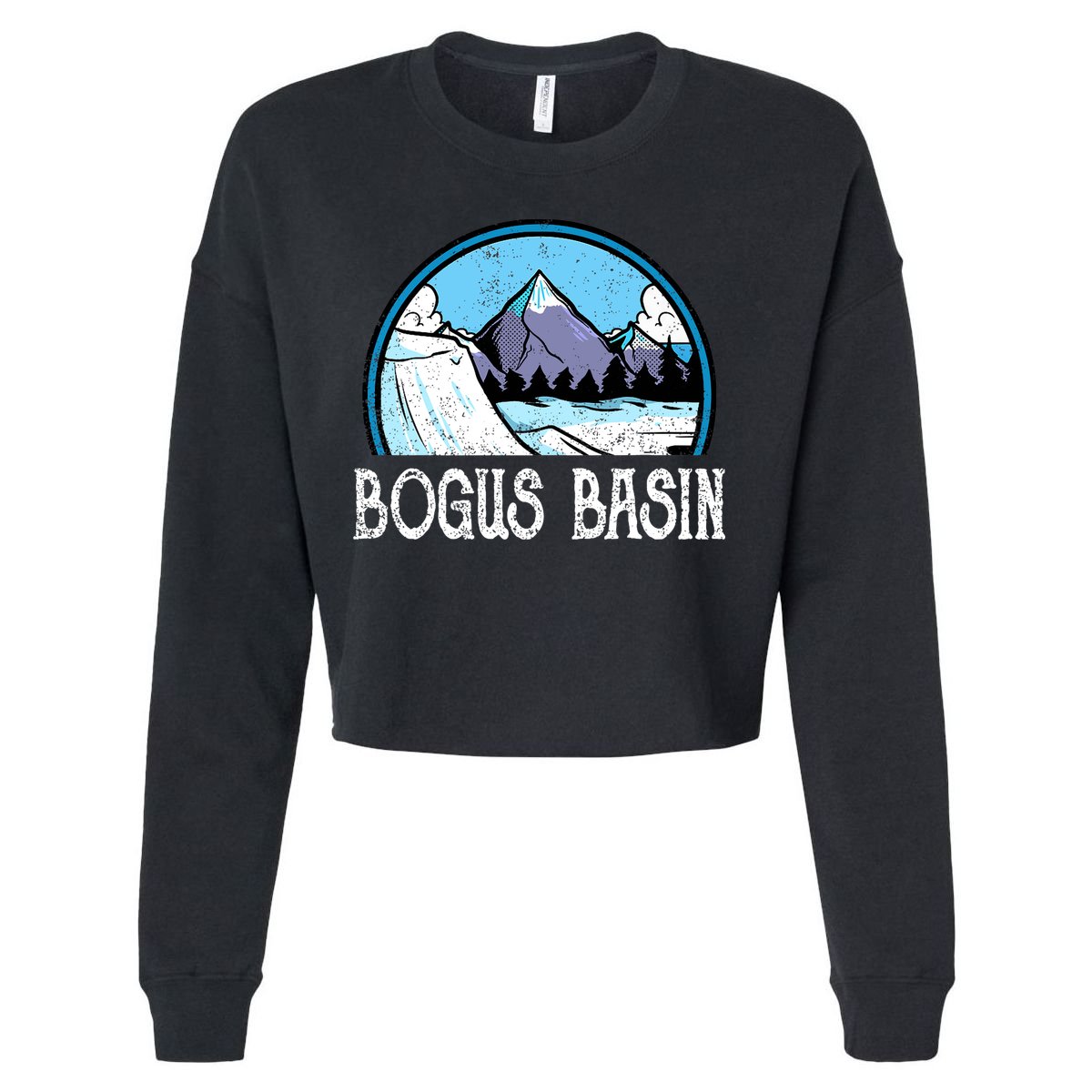 Skier Skiing Slopes Idaho Winter Mountains Bogus Basin Premium Cropped Pullover Crew