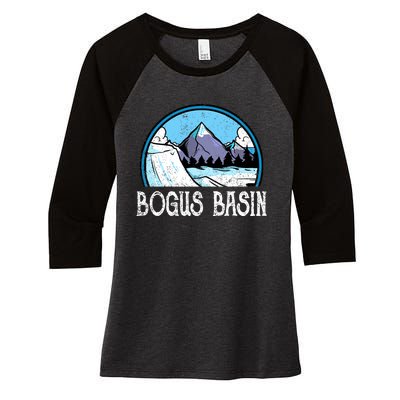 Skier Skiing Slopes Idaho Winter Mountains Bogus Basin Premium Women's Tri-Blend 3/4-Sleeve Raglan Shirt