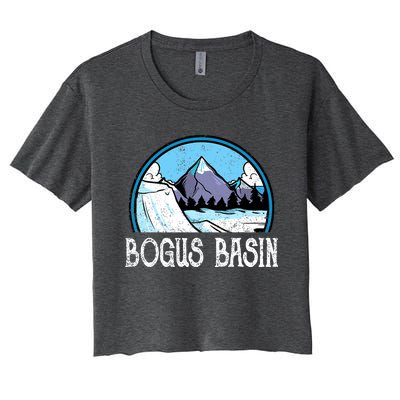 Skier Skiing Slopes Idaho Winter Mountains Bogus Basin Premium Women's Crop Top Tee