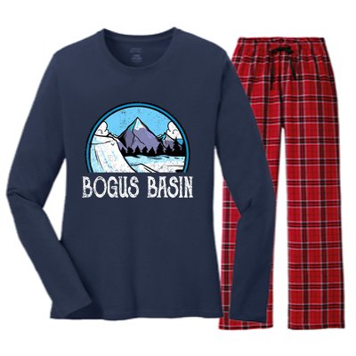 Skier Skiing Slopes Idaho Winter Mountains Bogus Basin Premium Women's Long Sleeve Flannel Pajama Set 