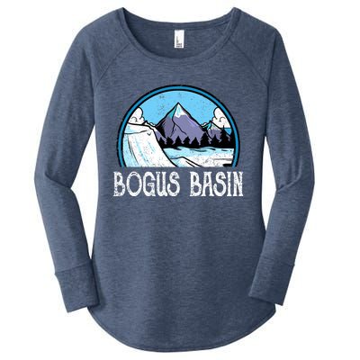 Skier Skiing Slopes Idaho Winter Mountains Bogus Basin Premium Women's Perfect Tri Tunic Long Sleeve Shirt