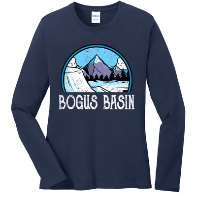 Skier Skiing Slopes Idaho Winter Mountains Bogus Basin Premium Ladies Long Sleeve Shirt