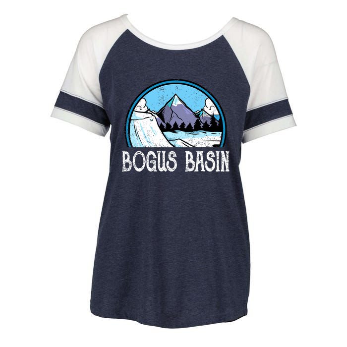 Skier Skiing Slopes Idaho Winter Mountains Bogus Basin Premium Enza Ladies Jersey Colorblock Tee