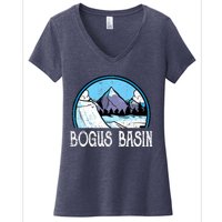 Skier Skiing Slopes Idaho Winter Mountains Bogus Basin Premium Women's V-Neck T-Shirt