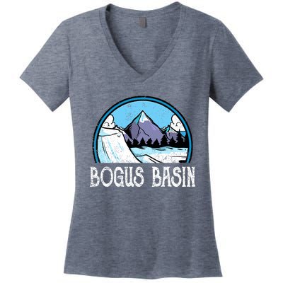 Skier Skiing Slopes Idaho Winter Mountains Bogus Basin Premium Women's V-Neck T-Shirt