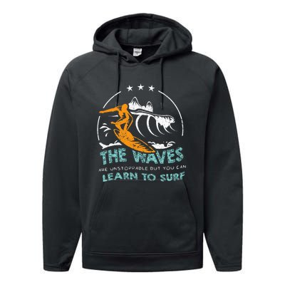 Surfboard Surf Surfer Surfboarder Funny Surfing Quote Performance Fleece Hoodie