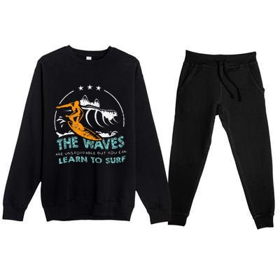 Surfboard Surf Surfer Surfboarder Funny Surfing Quote Premium Crewneck Sweatsuit Set