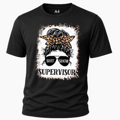 Shit Show Supervisor Women Casual Messy Bun Bleached Performance Shirt