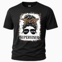 Shit Show Supervisor Women Casual Messy Bun Bleached Cooling Performance Crew T-Shirt