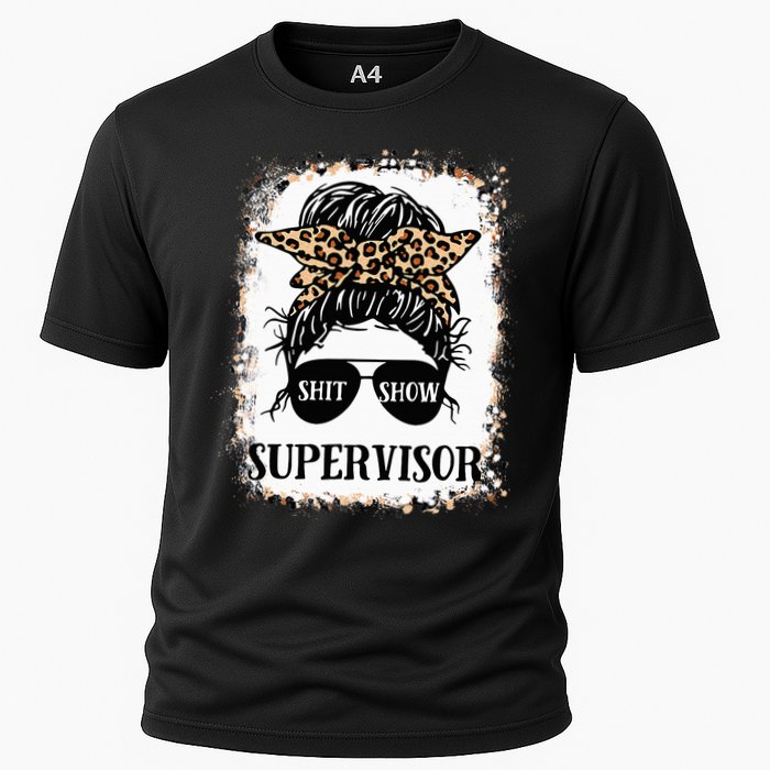 Shit Show Supervisor Women Casual Messy Bun Bleached Cooling Performance Crew T-Shirt