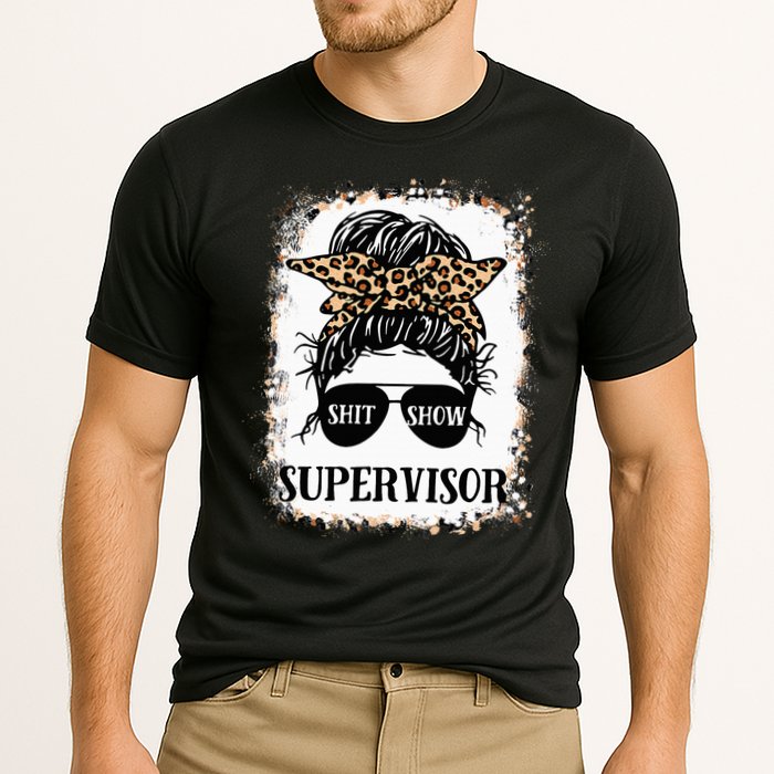 Shit Show Supervisor Women Casual Messy Bun Bleached Cooling Performance Crew T-Shirt
