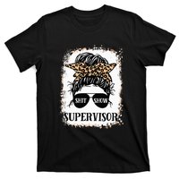 Shit Show Supervisor Women Casual Messy Bun Bleached T-Shirt