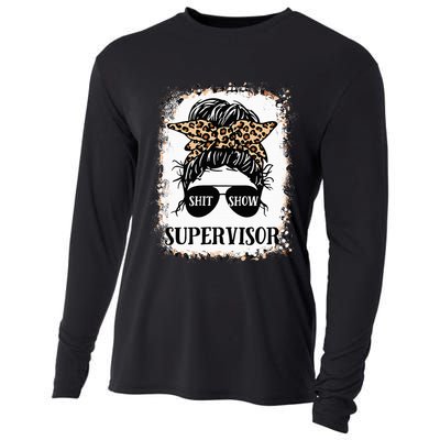 Shit Show Supervisor Women Casual Messy Bun Bleached Cooling Performance Long Sleeve Crew