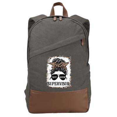 Shit Show Supervisor Women Casual Messy Bun Bleached Cotton Canvas Backpack