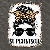 Shit Show Supervisor Women Casual Messy Bun Bleached Cotton Canvas Backpack