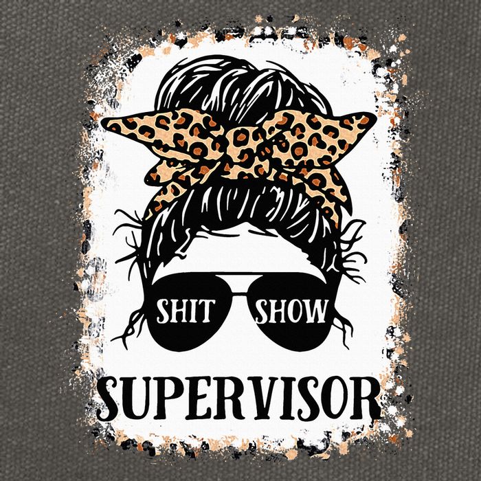 Shit Show Supervisor Women Casual Messy Bun Bleached Cotton Canvas Backpack