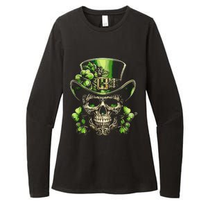 Sugar Skull St Patrick Day Of The Dead Lucky Shamrock Womens CVC Long Sleeve Shirt