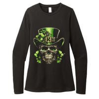 Sugar Skull St Patrick Day Of The Dead Lucky Shamrock Womens CVC Long Sleeve Shirt