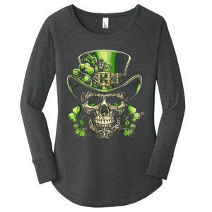 Sugar Skull St Patrick Day Of The Dead Lucky Shamrock Women's Perfect Tri Tunic Long Sleeve Shirt