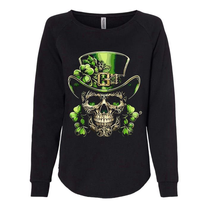 Sugar Skull St Patrick Day Of The Dead Lucky Shamrock Womens California Wash Sweatshirt