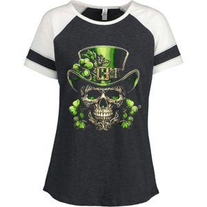 Sugar Skull St Patrick Day Of The Dead Lucky Shamrock Enza Ladies Jersey Colorblock Tee